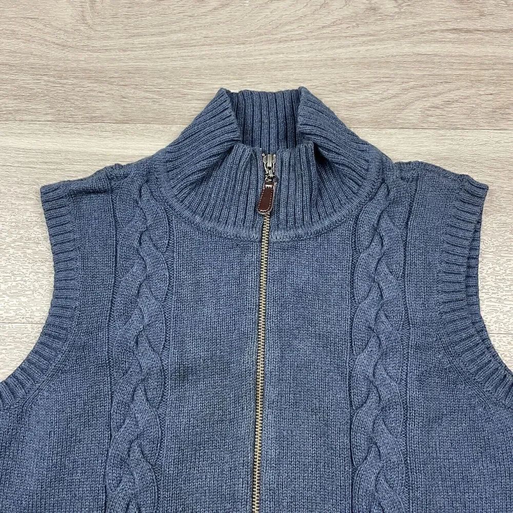 Pendleton Sweater Mens Medium Blue Cotton Full Zip Knit - Picture 2 of 12